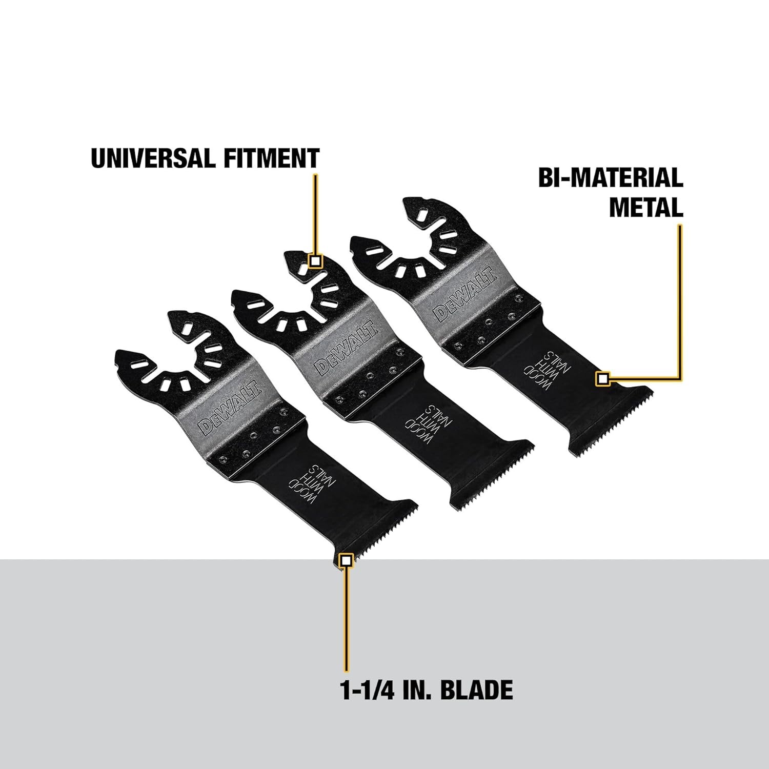 image:imageDEWALT 114 In Titanium Oscillating Tool Blade For Wood with Nails 3 Pack DWA42033One Size
