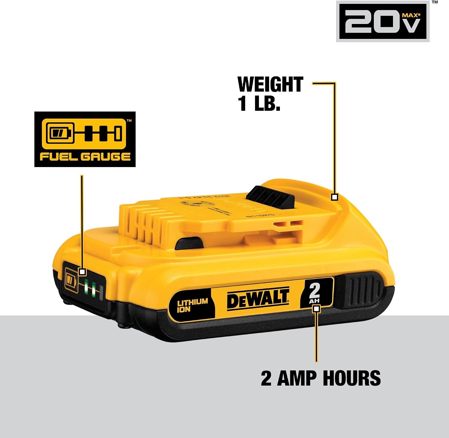 image:imageDEWALT 20V MAX Lithium Ion Battery 2 Ah and 4 Ah 4Pack Fuel Gauge LED Charge Indicators DCB324440 Ah 20 Ah