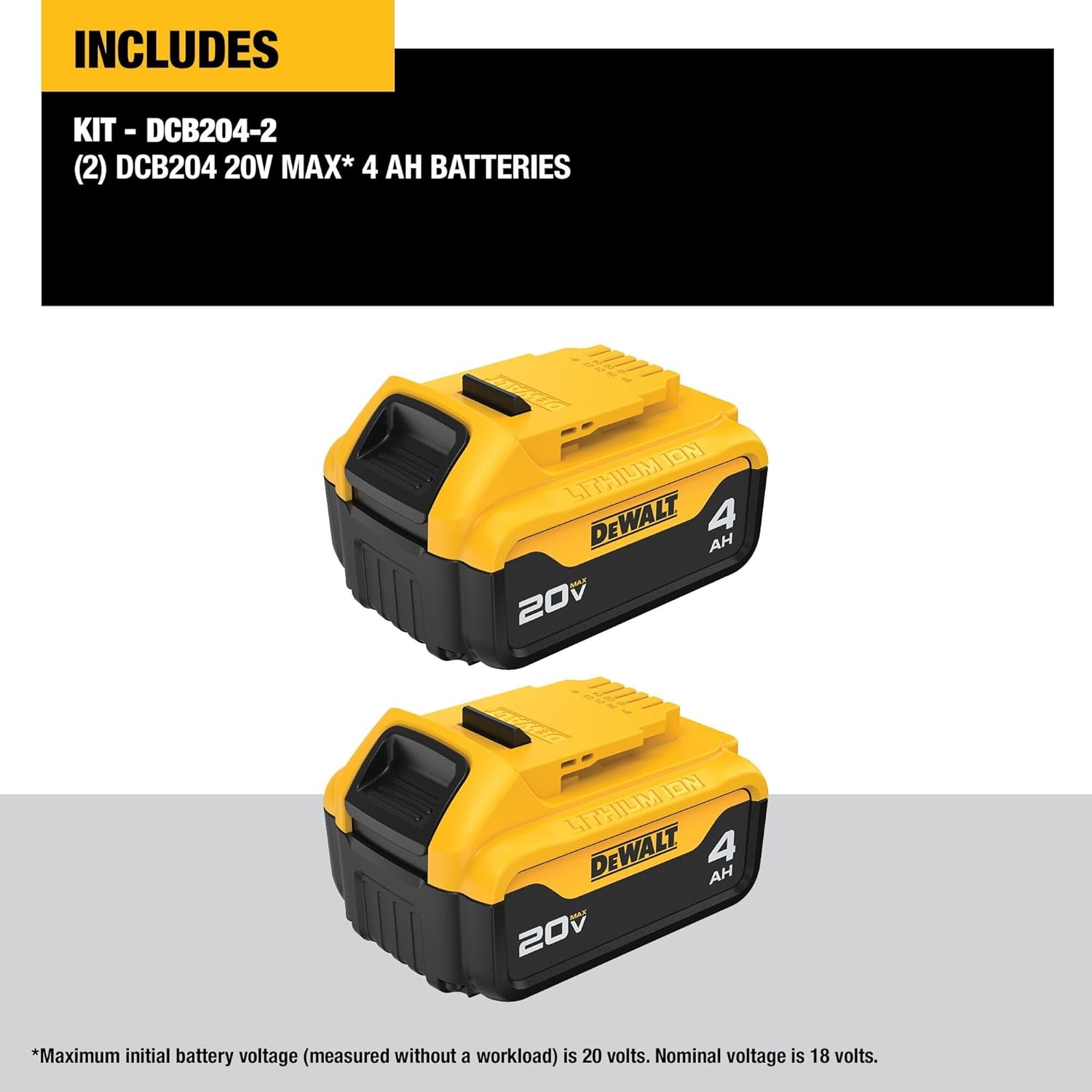 image:imageDEWALT 20V MAX XR Battery 40Ah 2Pack DCB2042 Black20V MAX XR