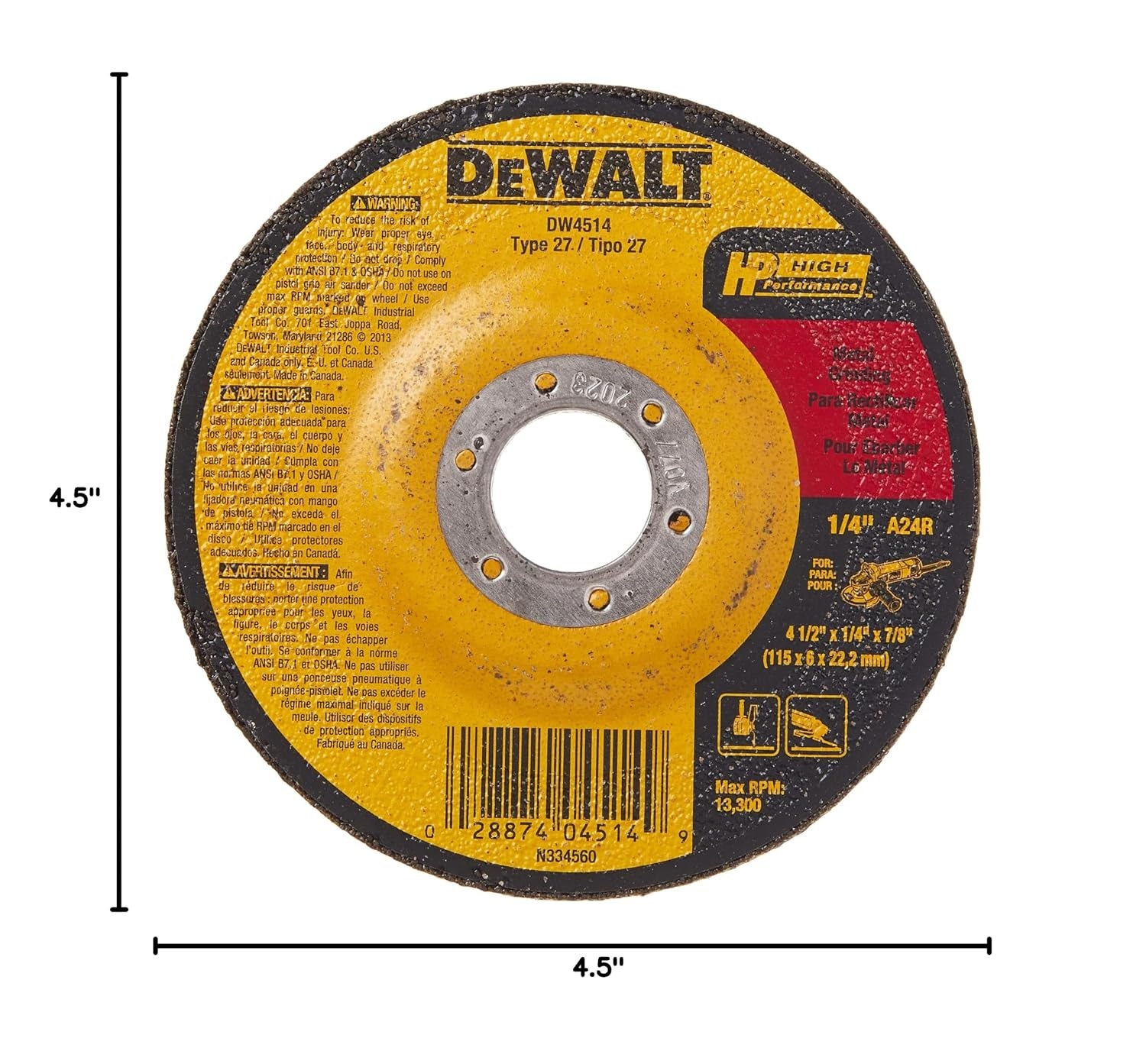image:imageDEWALT DW4514 14 Thick Grinding Wheel with 412 Diameter and 78 Arbor1 Count Pack of 2