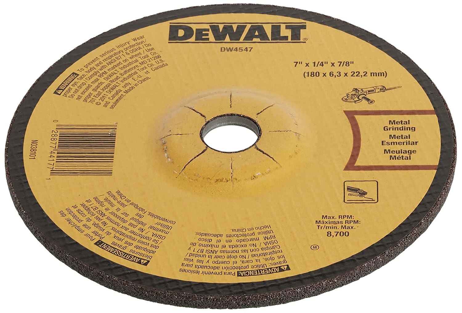 image:imageDEWALT DW4547 7Inch by 14Inch High Performance Fast Metal Grinding Wheel 78Inch Arbor1 Count Pack of 3