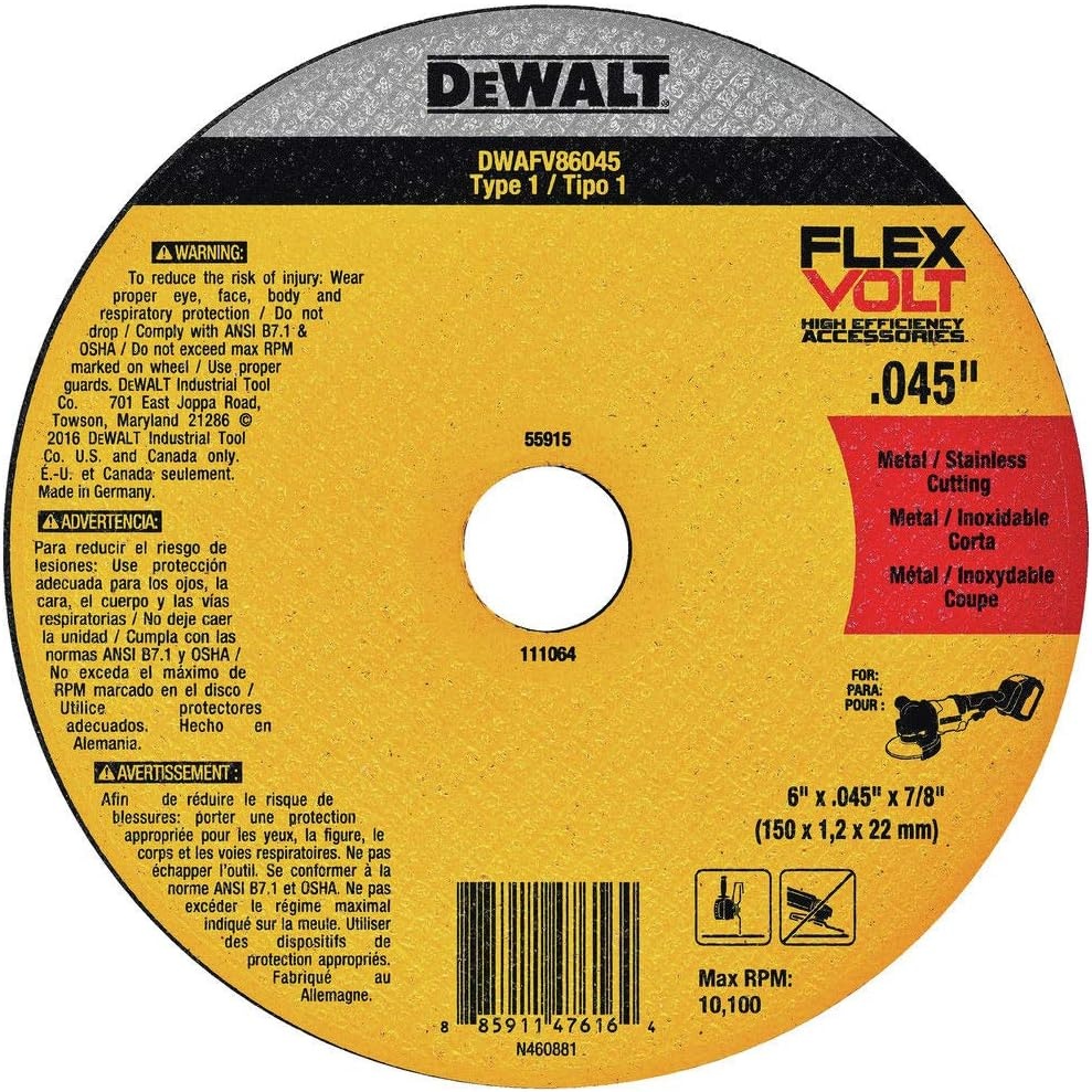 image:imageDEWALT DWAFV86045 FLEXVOLT T1 Cutting Wheel 6 x 045 x 786 x 045 x 78