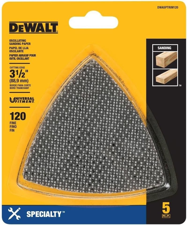 image:imageDEWALT DWASPTRIM120 120 Grit Mesh Oscillating Triangle 5 Piece1 Count Pack of 1