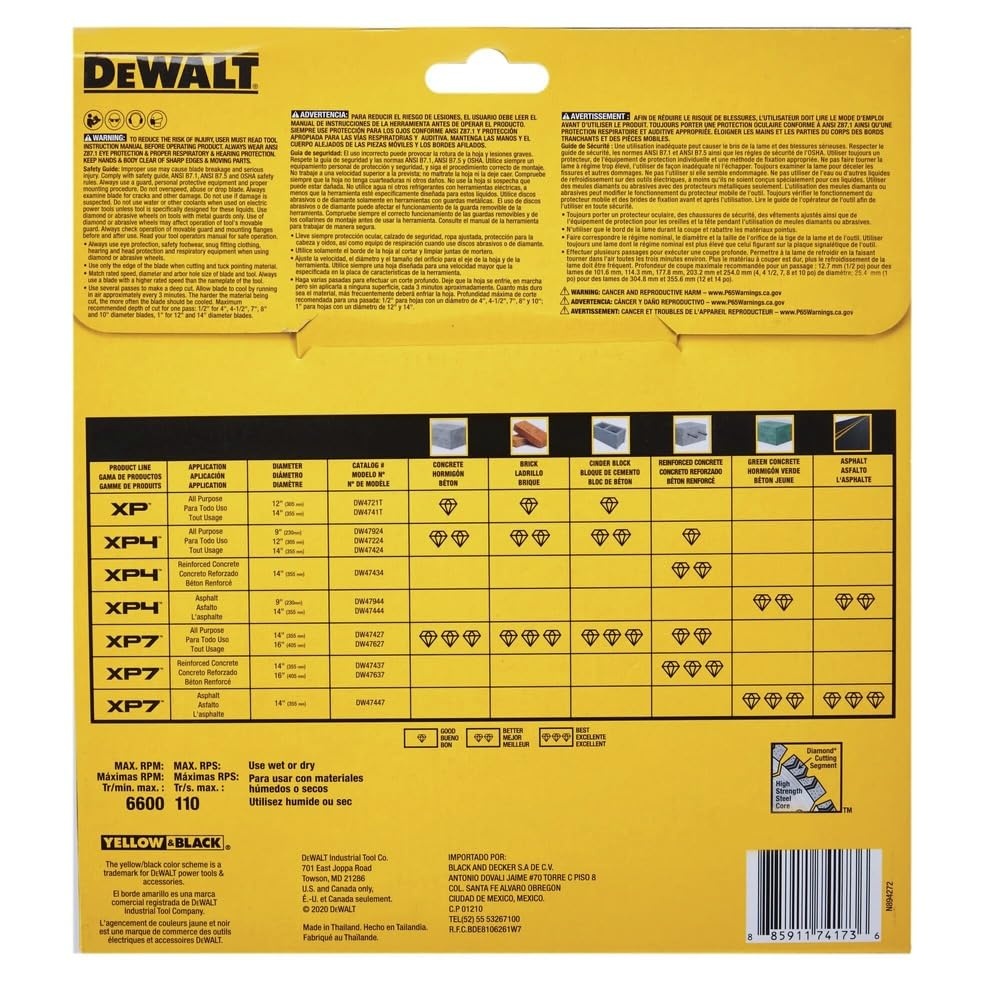 image:imageDEWALT Diamond Saw Blade Concrete and Masonry Blade Segmented 9inch DW47924One Size