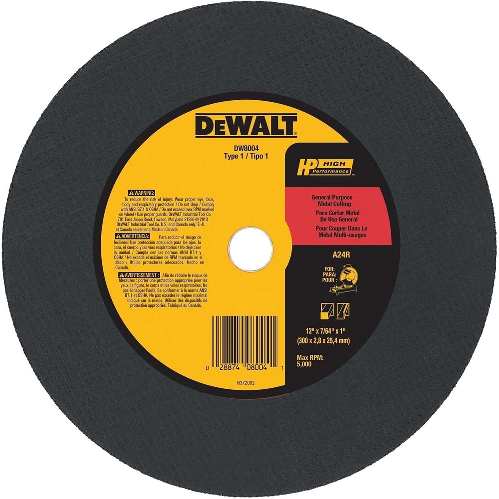 image:imageDEWALT 14 Chop Saw Blade Metal CutOff Wheel DW8001One Size Pack of 5