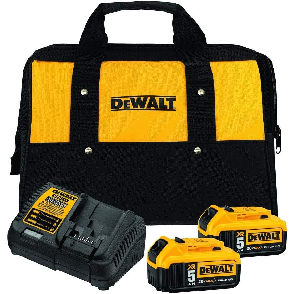 image:imageDEWALT 20V MAX Battery Charging Kit Includes Charger and 2 Batteries 5Ah Includes Small Storage Bag DCB2052CKStarter kit w 2 batteries