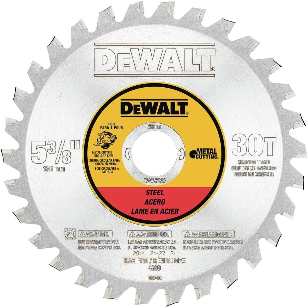 image:imageDEWALT Circular Saw Blade 5 38 Inch 30 Tooth Ferrous Metal Cutting DWA7538