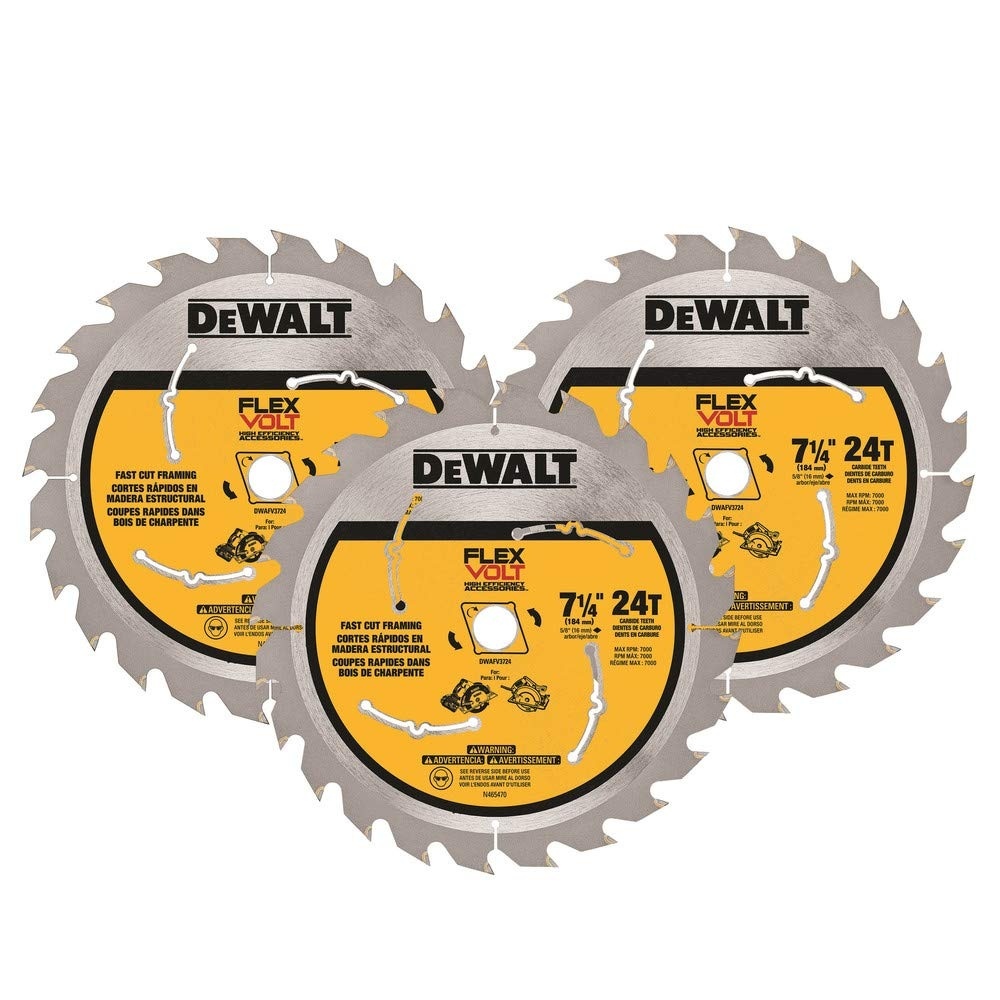 image:imageDEWALT Circular Saw Blade 7 14 Inch 24 Tooth Framing 3 Pack DWAFV37243 Silver
