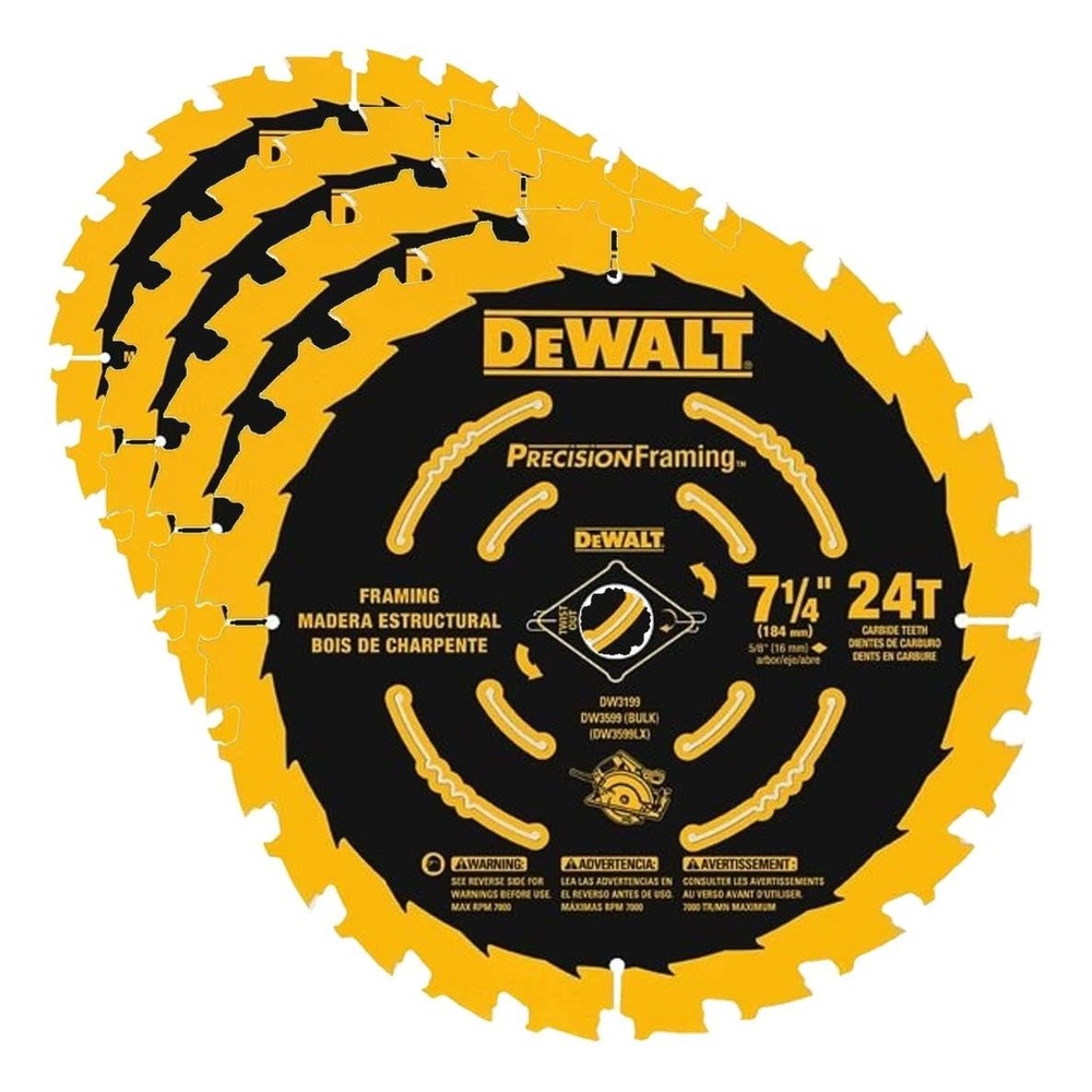 image:imageDEWALT Circular Saw Blade 7 14 Inch 24 Tooth Framing DW3599B101 Count Pack of 4