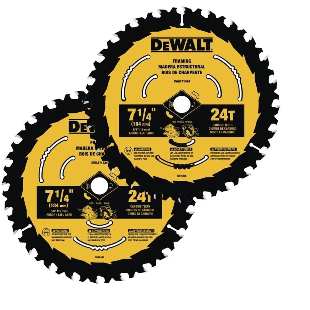 image:imageDEWALT Circular Saw Blade 7 14 Inch 24 Tooth Wood Cutting DWA1714242One Size