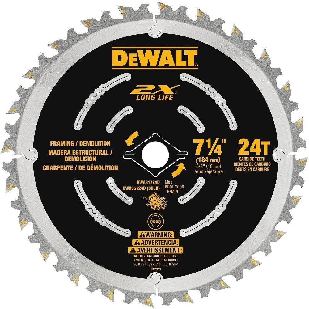 image:imageDEWALT Circular Saw Blade 7 14 Inch 24 Tooth Wood Cutting DWA31724D