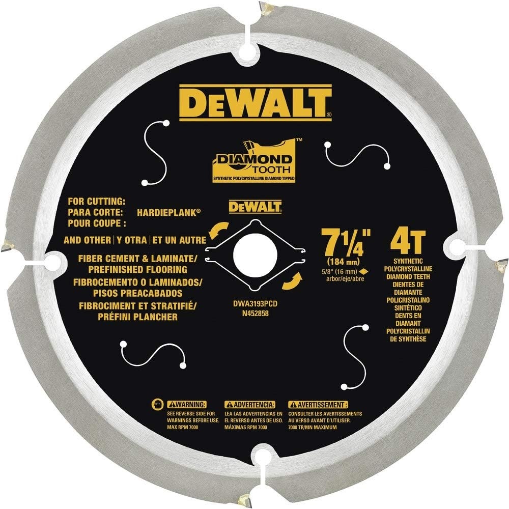 image:imageDEWALT Circular Saw Blade 7 14 Inch 4 Tooth Cement Cutting DWA3193PCD