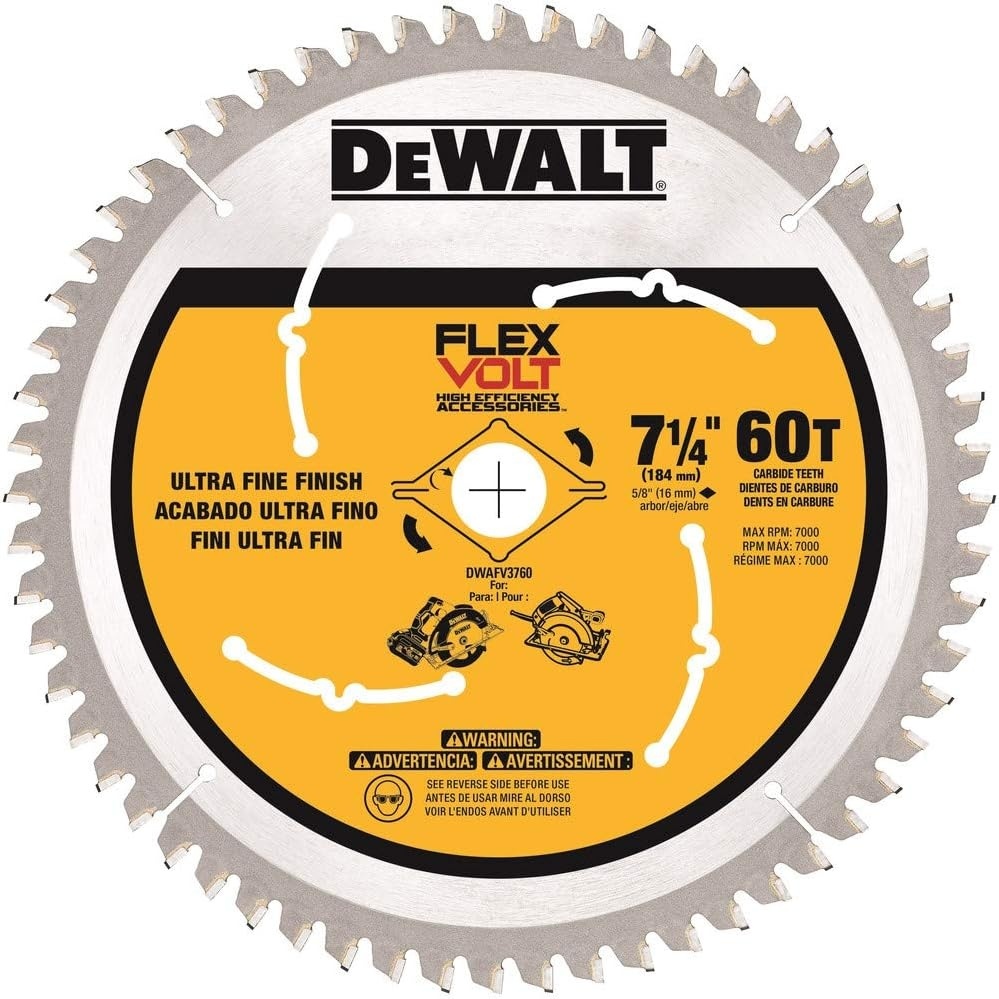 image:imageDEWALT Circular Saw Blade 7 14 Inch 60 Tooth Wood Cutting DWAFV3760