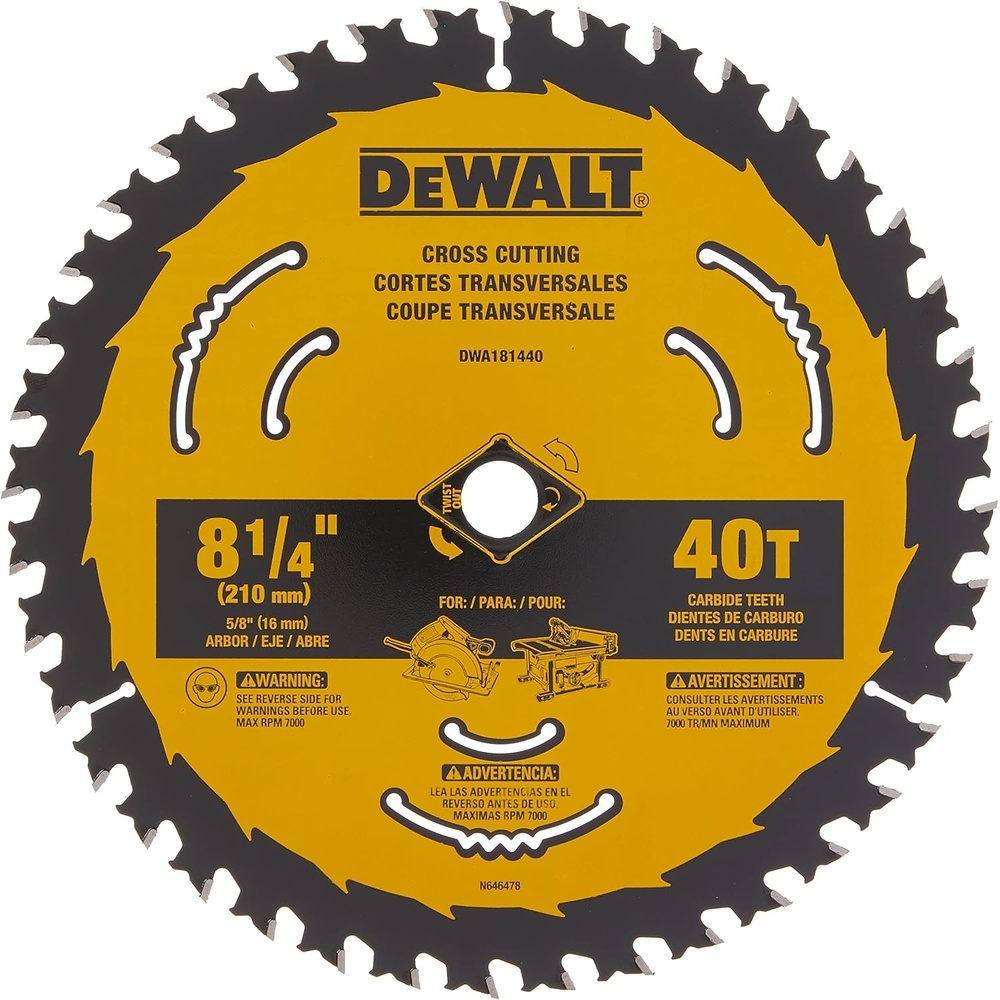 image:imageDEWALT Circular Saw Blade 8 14 Inch 40 Tooth Cross Cutting DWA181440New