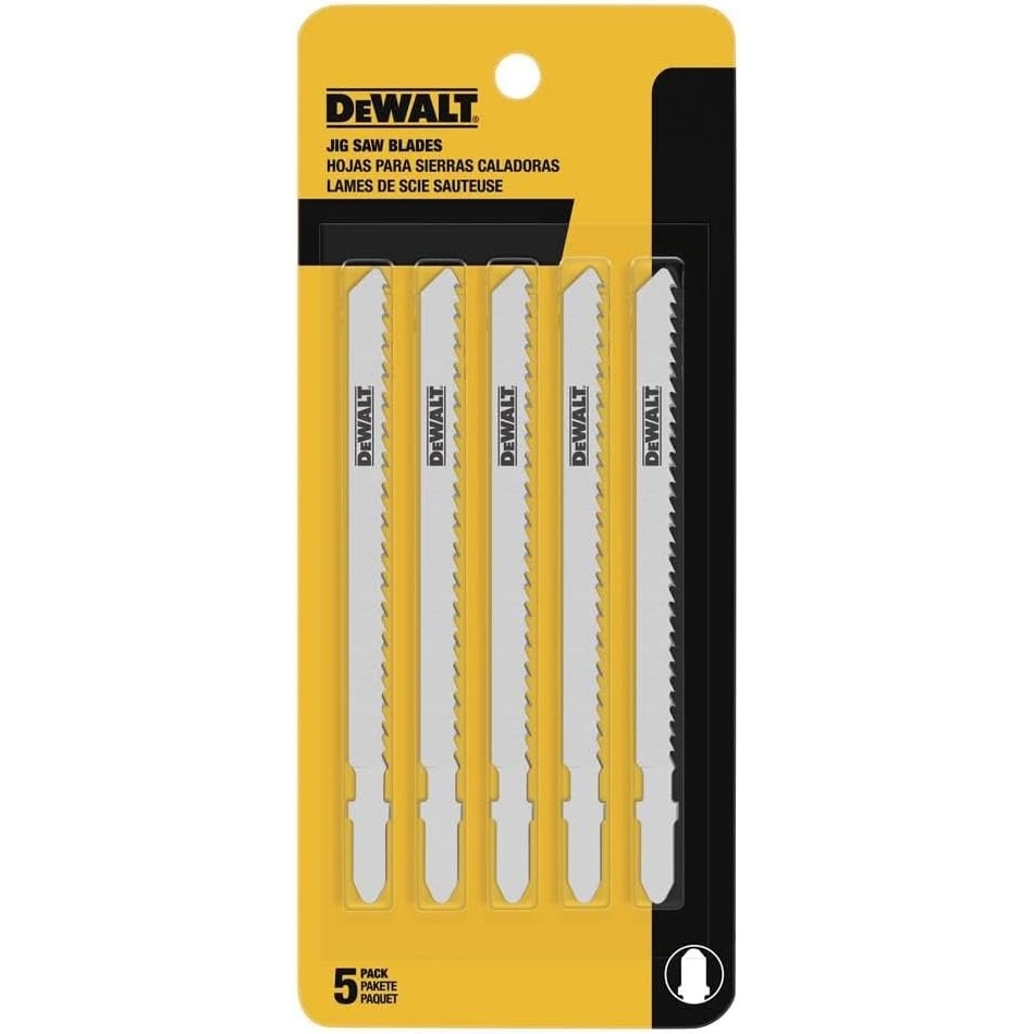 image:imageDEWALT DW37505 4Inch 6 TPI Fast Wood Cut Cobalt Alloy Steel Steel TShank Jig Saw Blade 5Pack