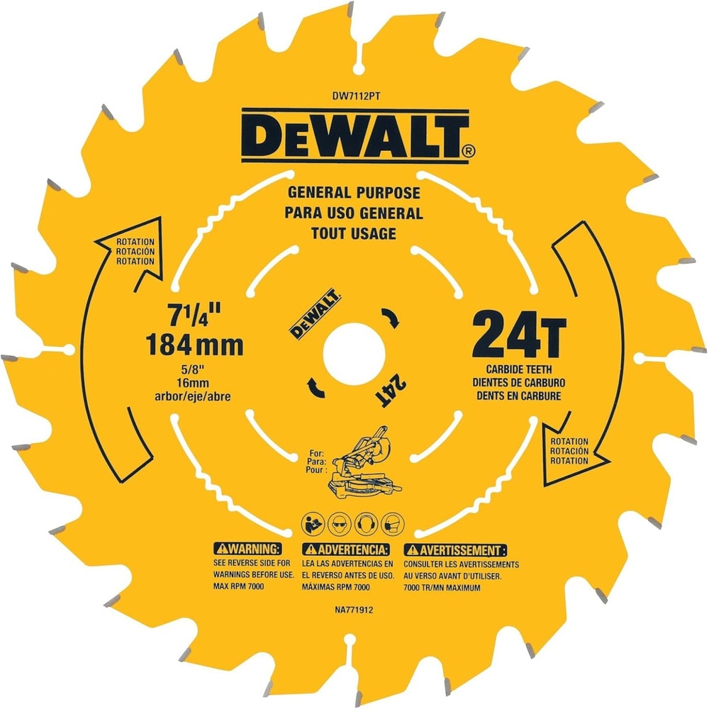 image:imageDEWALT DW7112PT DEWALT DW7112PT 24T Precision Trim Miter Saw Blade 71424Tooth