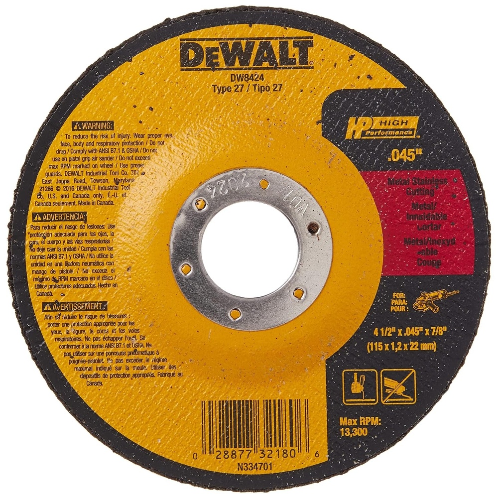 image:imageDEWALT DW8424 Thin Cutting Wheel 412Inch x 045Inch x 78Inch Pack of 11 Count Pack of 1