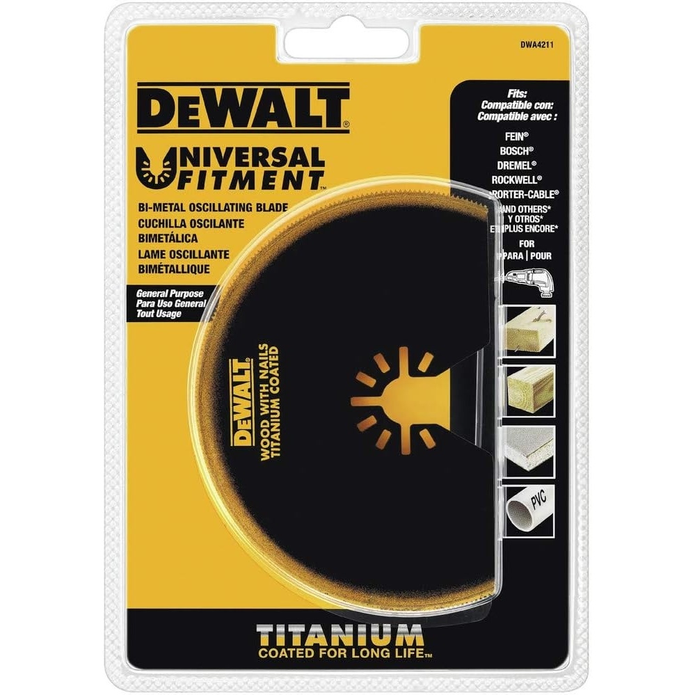 image:imageDEWALT DWA4211 Oscillating Titanium Nitride Coated Semicircle Blade Black