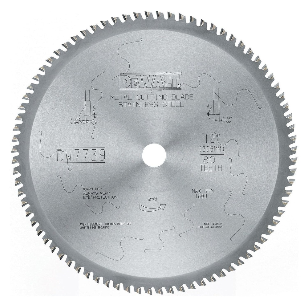 image:imageDEWALT DWA7739 80 Teeth Stainless Steel Metal Cutting 1Inch Arbor 12Inch Blade12  80 Teeth