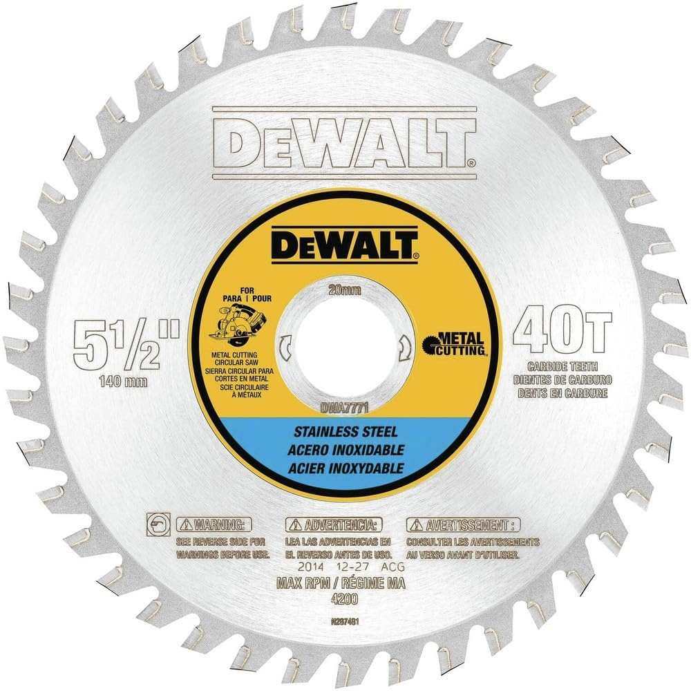 image:imageDEWALT DWA7739 80 Teeth Stainless Steel Metal Cutting 1Inch Arbor 12Inch Blade512  40 Teeth