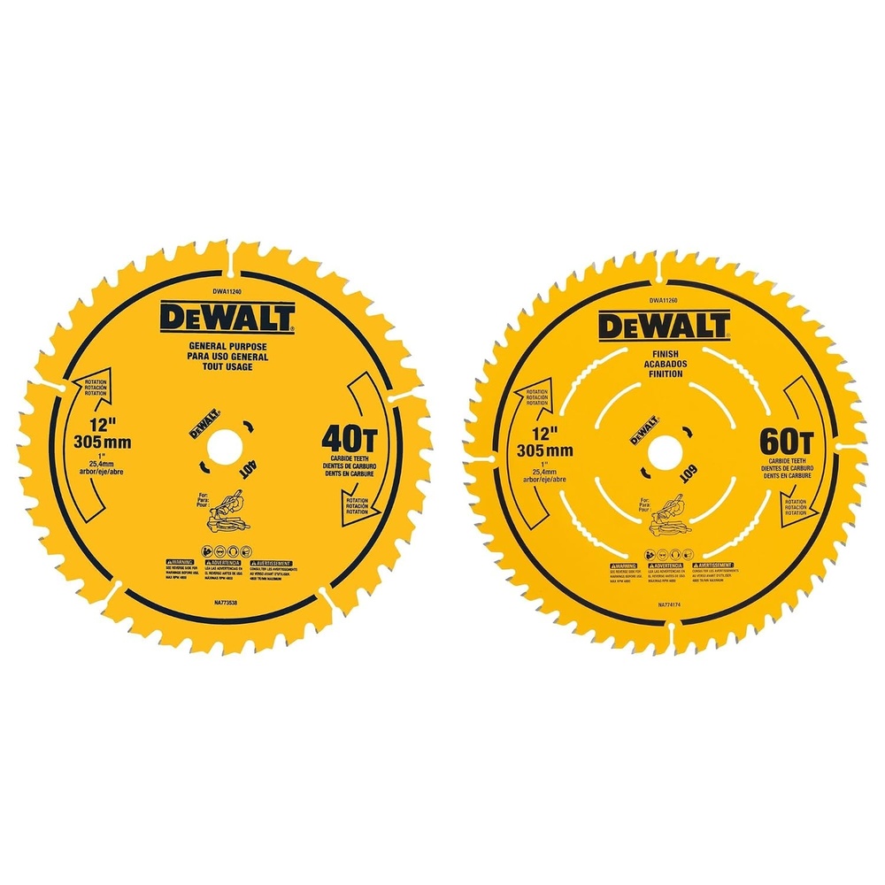 image:imageDEWALT Miter Saw Blade Combo Pack 12 Blades 40 Tooth amp 60 Tooth Fine Finish Ultra Sharp Carbide DWA112CMBSaw Blade Combo Pack  12 In  4060T