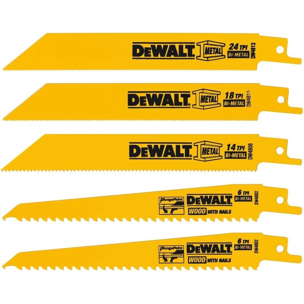 image:imageDEWALT Reciprocating Saw Blades Straight Back 12Inch 14 TPI 5Pack DW48385piece Set