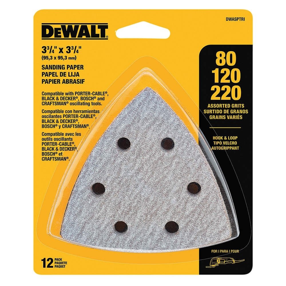 image:imageDEWALT Sandpaper Assortment Hook and Loop Triangle 12Pack DWASPTRI12Pack