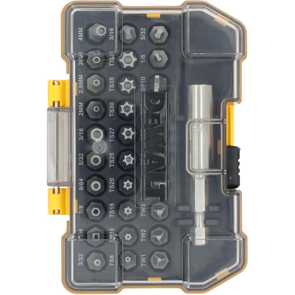 image:imageDEWALT Security Bit Set 31Piece Screwdriver Bit Set with Case Universal 14 In Hex Includeds Magnetic Bit Holder DWAX200One Size Pack of 5