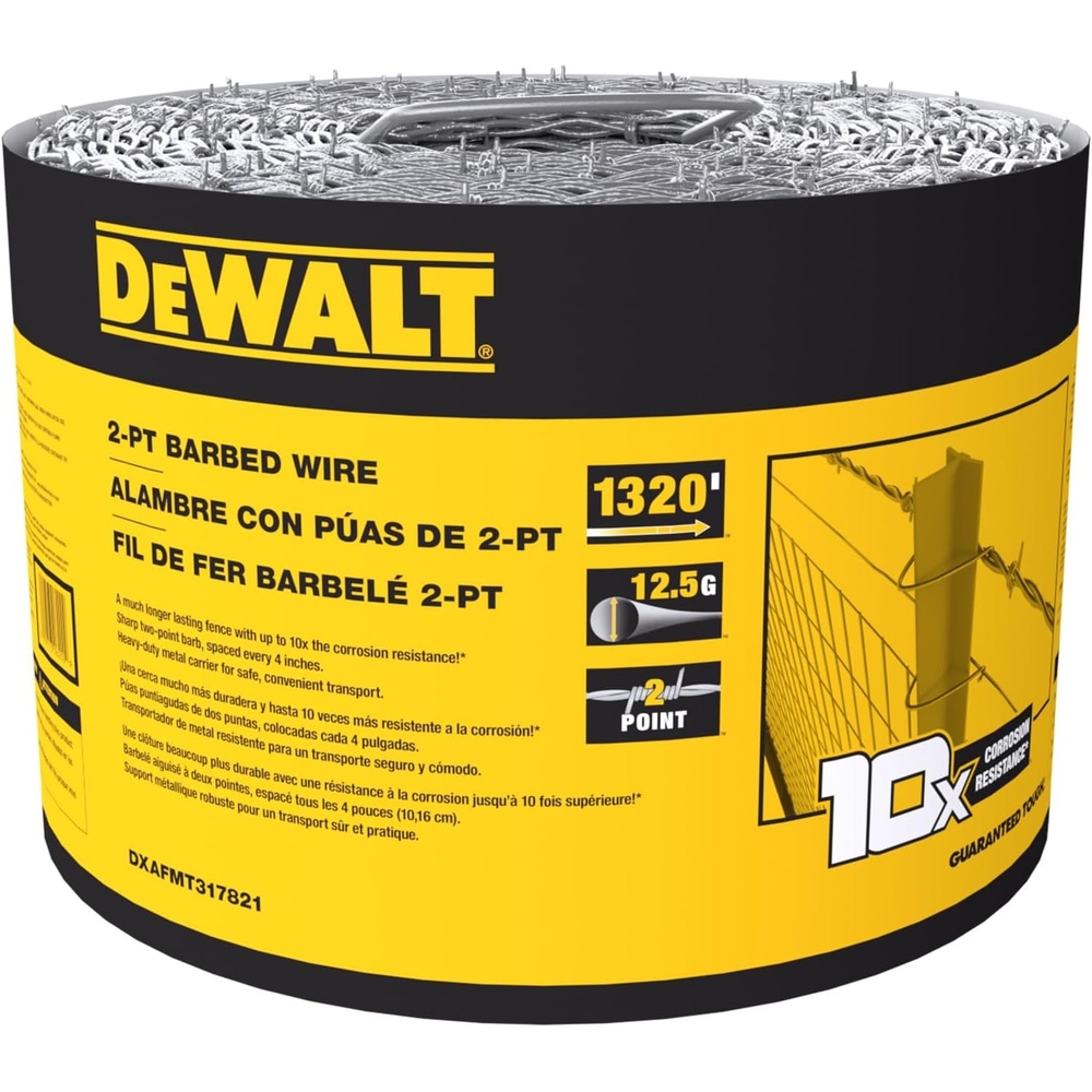image:imageDeWALT  2Point Barbed Wire Fence  1320 Feet  125 Gauge Galvanized Steel  for Livestock Containment  Ranch Fencing  Property Security2Point
