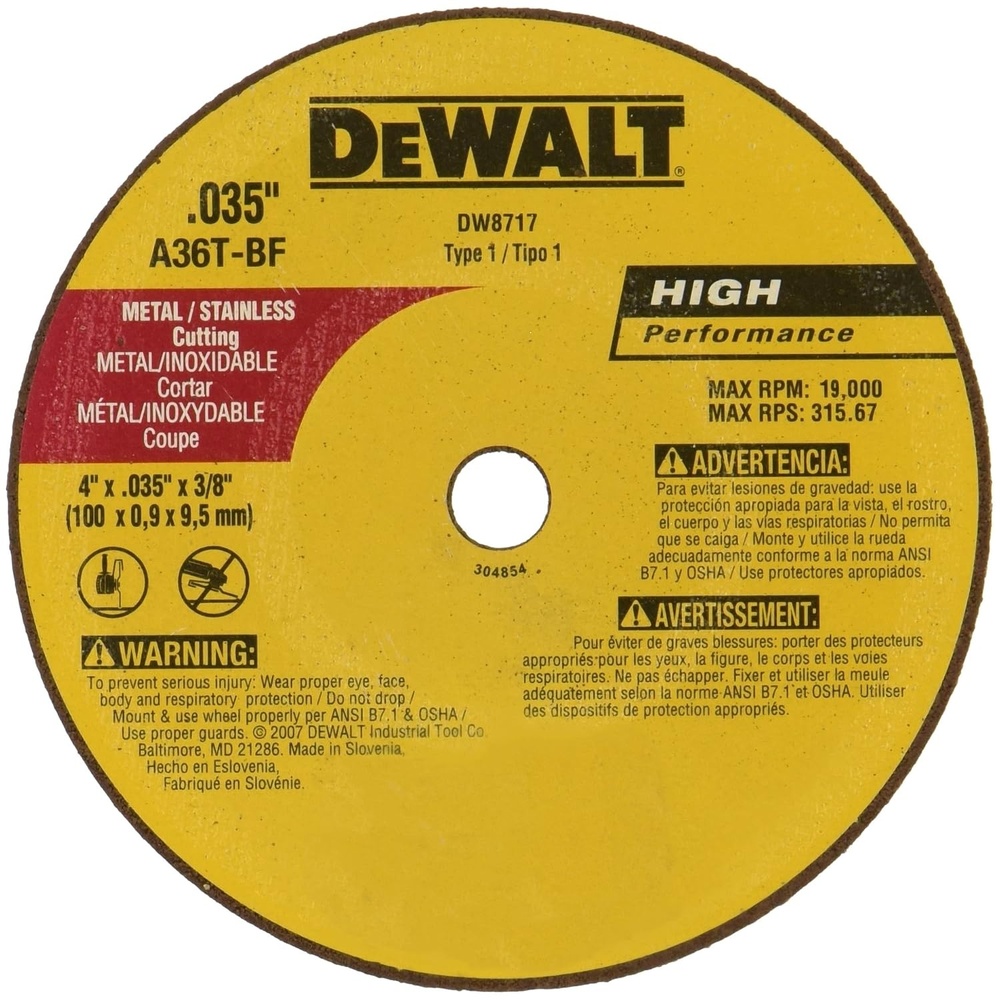 image:imageDeWalt DW8717 A36T Wheel 4Inch X 035Inch X 38Inch1 Count Pack of 1