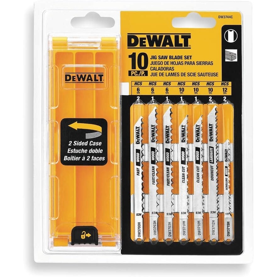 image:imageDewalt 10Piece Assorted UShank Jig Saw Blade Set with Case Silver DW3744C