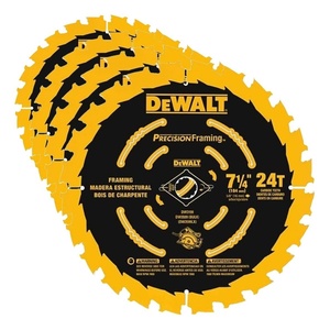 DEWALT Circular Saw Blade, 7 1/4 Inch, 24 Tooth, Framing (DW3599B10)(1 Count (Pack of 4))