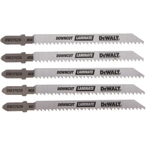 DEWALT DW3762H 4″ 10TPI Laminate Down Cutting HSC T-Shank Jig Saw Blade, Pack of 5(Steel)