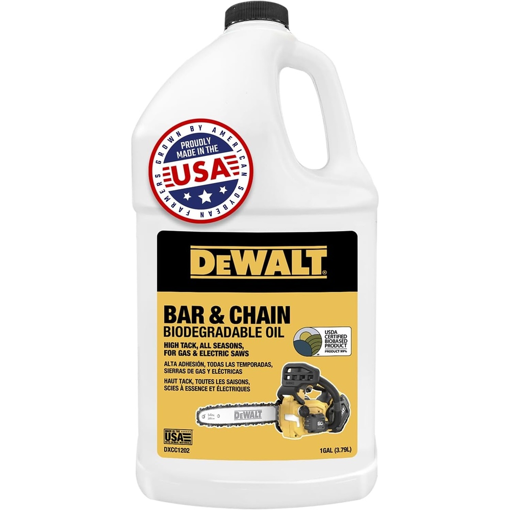 image:imageDEWALT  Biodegradable Bar amp Chain Oil  Green EcoFriendly NonToxic Professional Bar amp Chainsaw Lubricant  Ultraclean AllSeason Oil for Gas Electric Saw and Pole Saw 32 oz Case of 121 Gallon